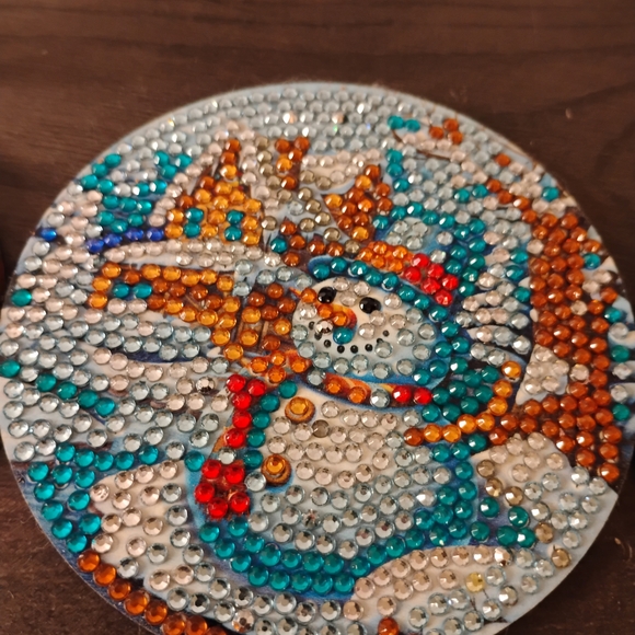Holiday  Rhinestone Artwork Coasters/w Rack - Picture 7 of 10
